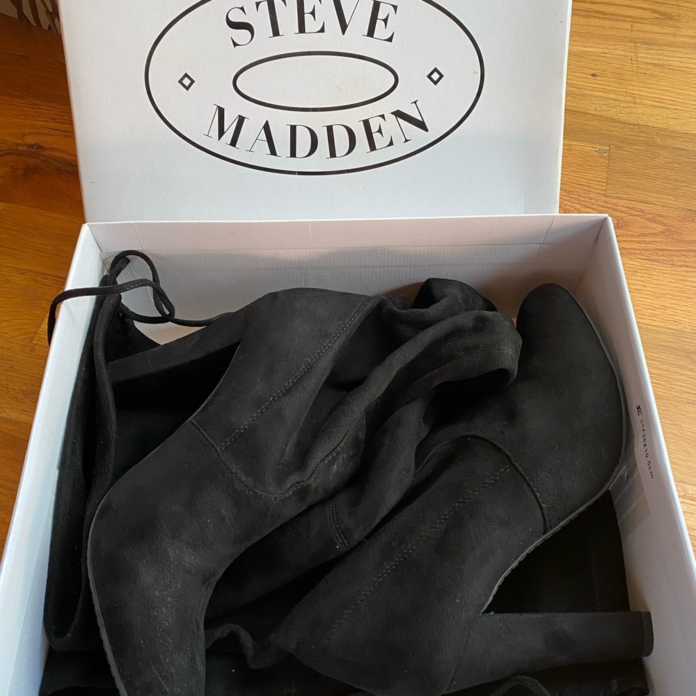 Steve Madden Gorgeous Black Over the Knee Boot
